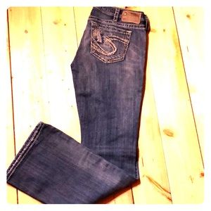 Women’s Silver Brand Destructed Lace Bootcut Jean